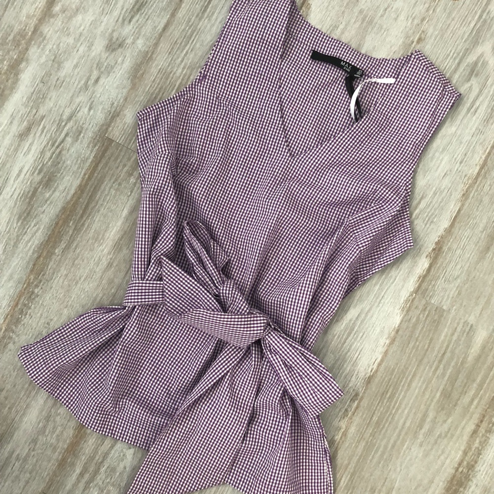 Max Jeans violet gingham sleeveless top